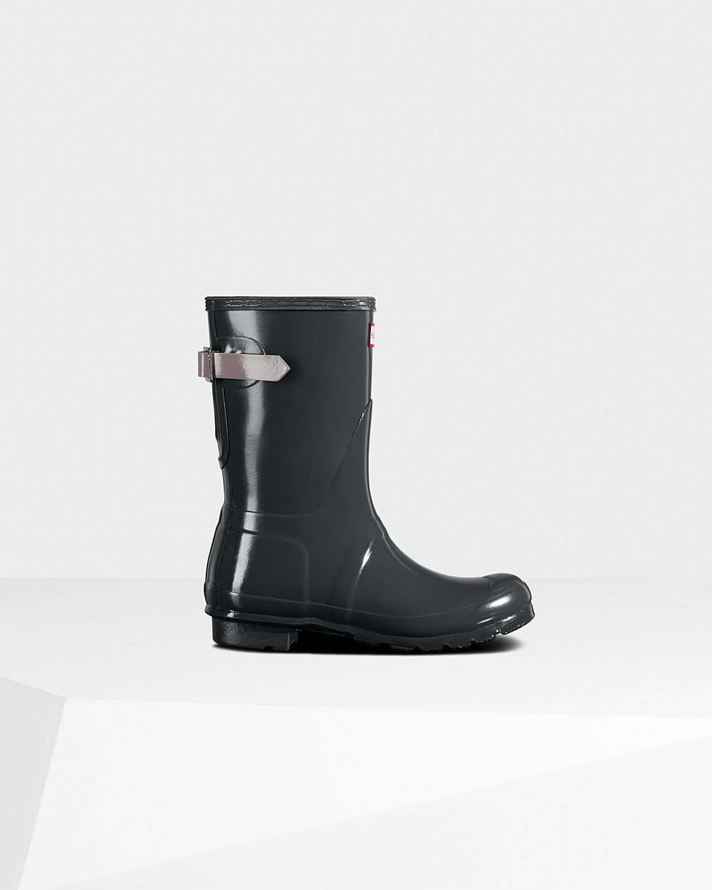 Womens Short Rain Boots - Hunter Original Back Adjustable Gloss (10HFUQZYM) - Deep Green/Purple